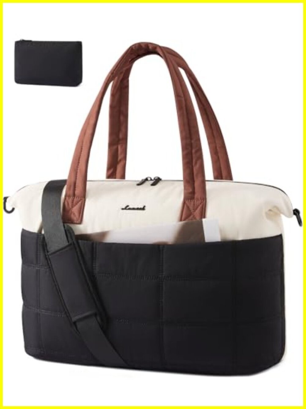 Quilted Puffer Gym Bag with 15.6" Laptop Compartment and Wet Pocket, Water
